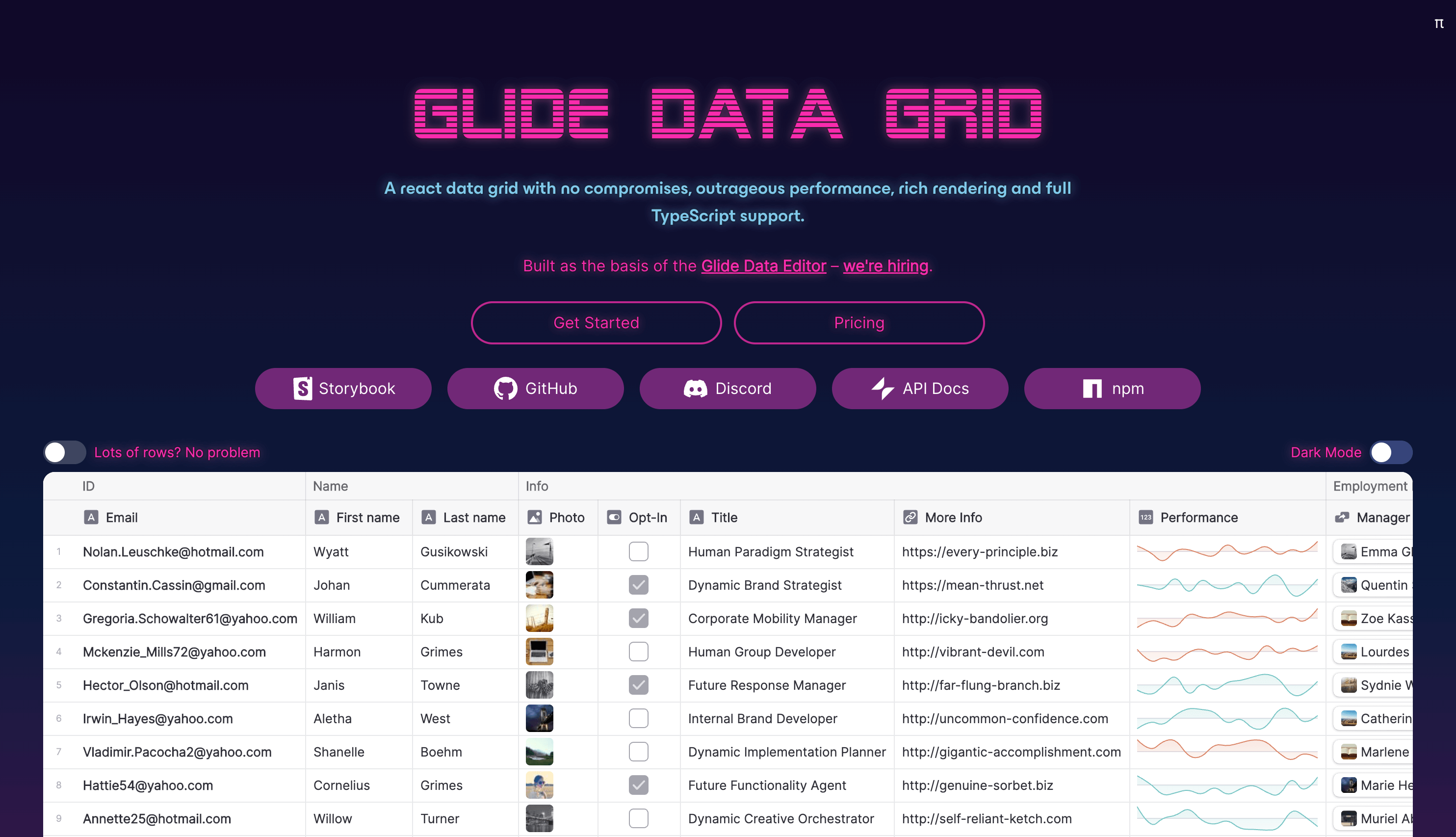 Glide Data Grid：一个 react 表格工具库，可以很方便地创建类似 notion 的表格