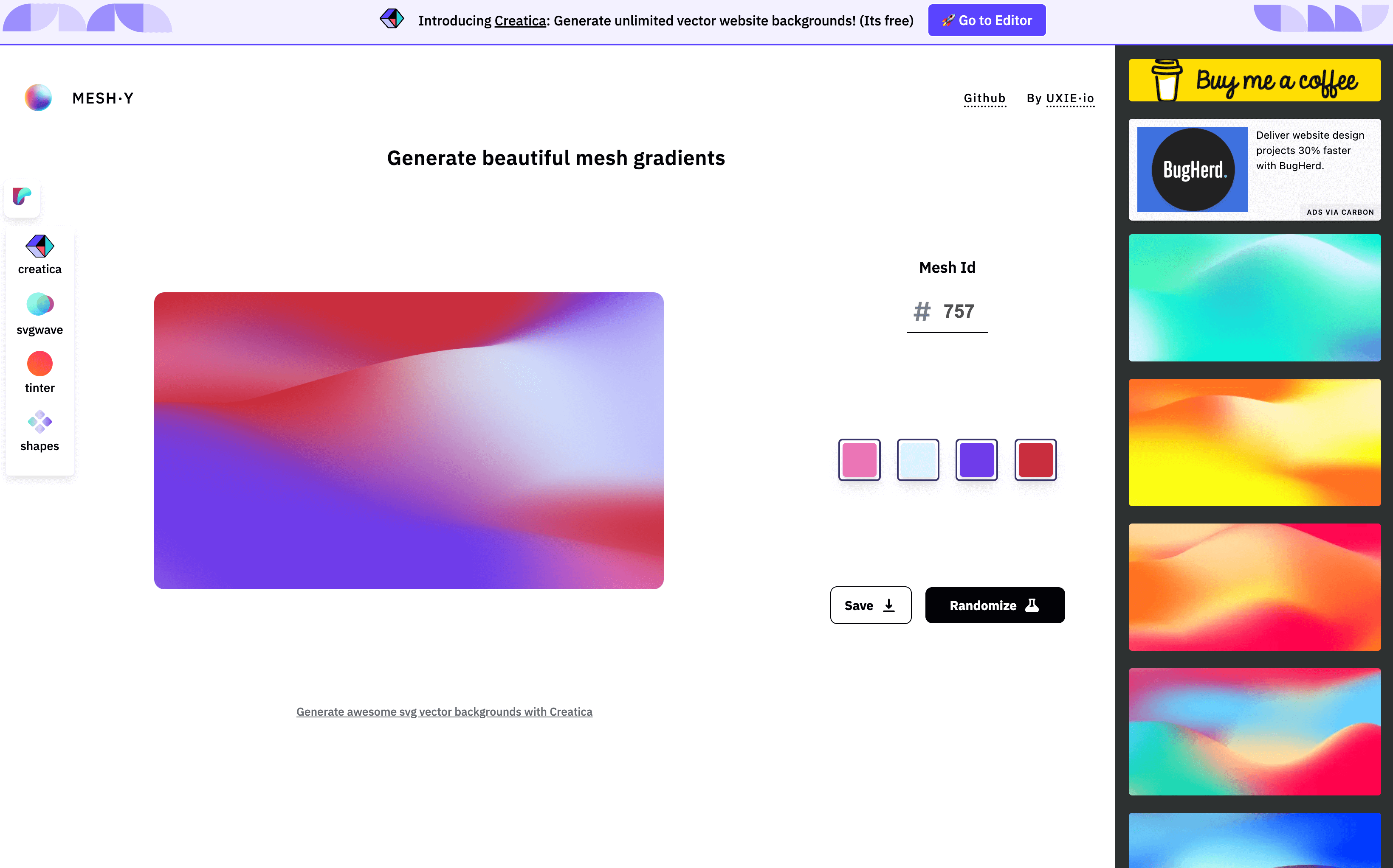 Generate Mesh Gradients: 一个制作波浪风格背景图的工具