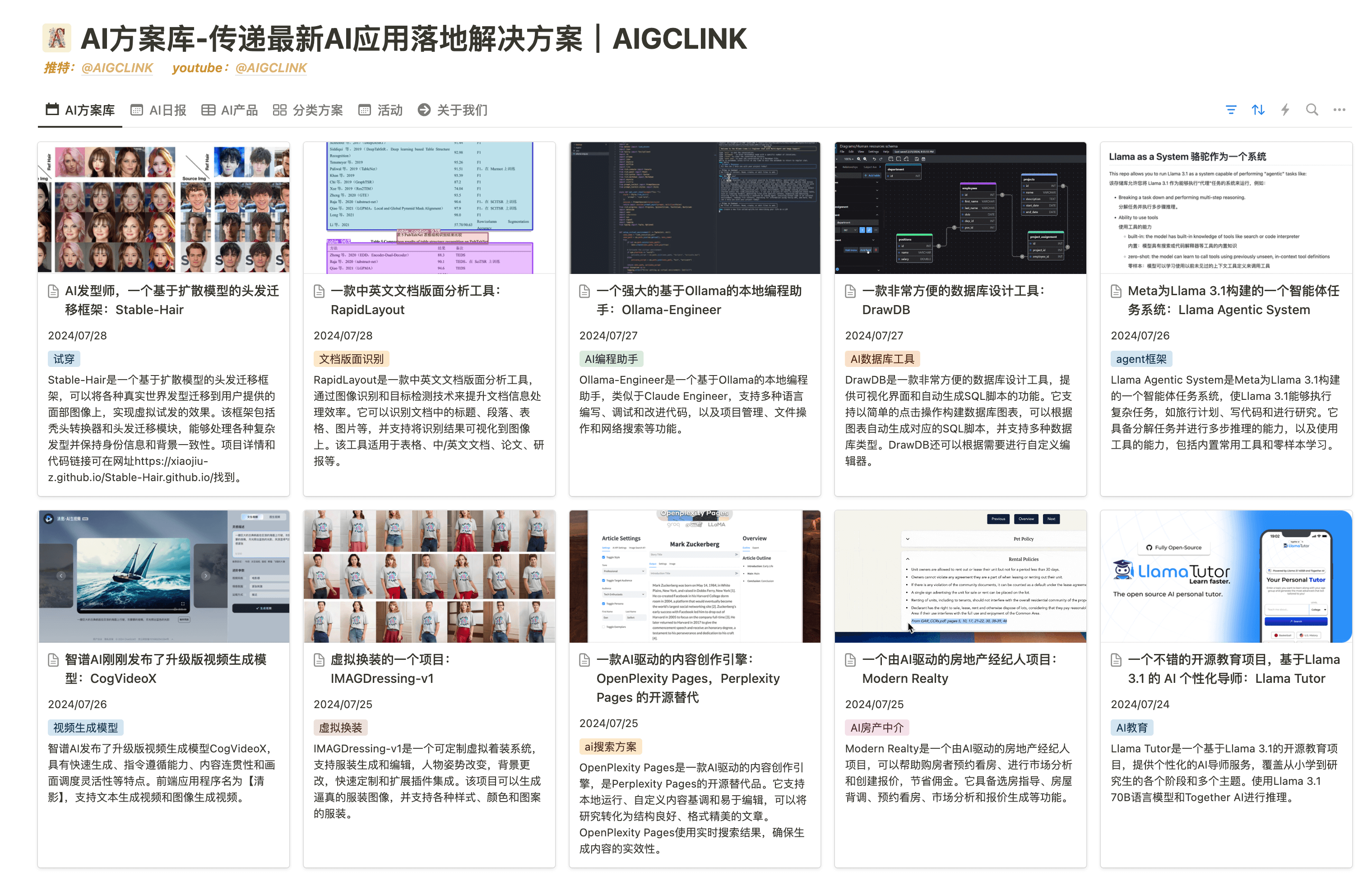 AIGCLINK：传递最新的 AI 应用落地解决方案，适合用来寻找产品灵感